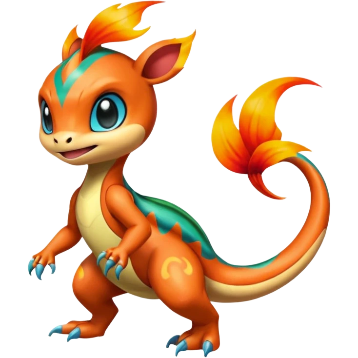 Colorful Exotic Meloetta-Charmander-Chimchar-Virizion-Venom-Stitch-Fakémon-creature-hybrid emoji