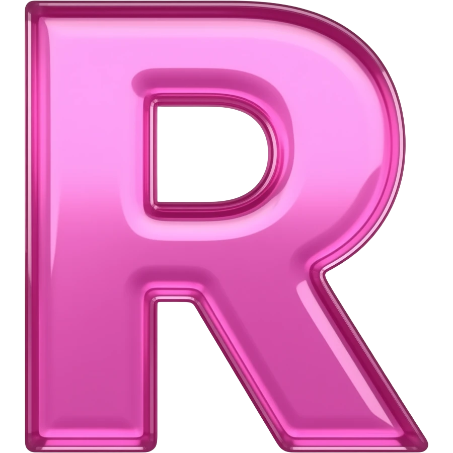 letter R made of pink glass looking gramour emoji