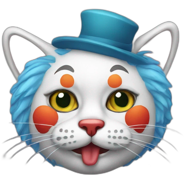 cat disguised in clown emoji
