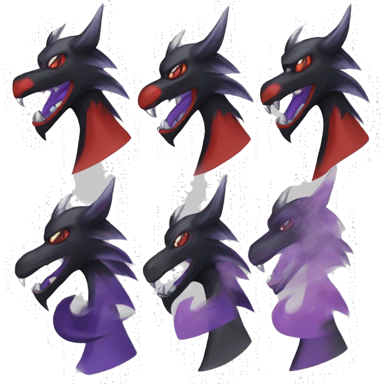 Black Cool Edgy Nargacuga-Houndoom-Garchomp Fakémon  with White and Red and purple and black Edgy markings emoji