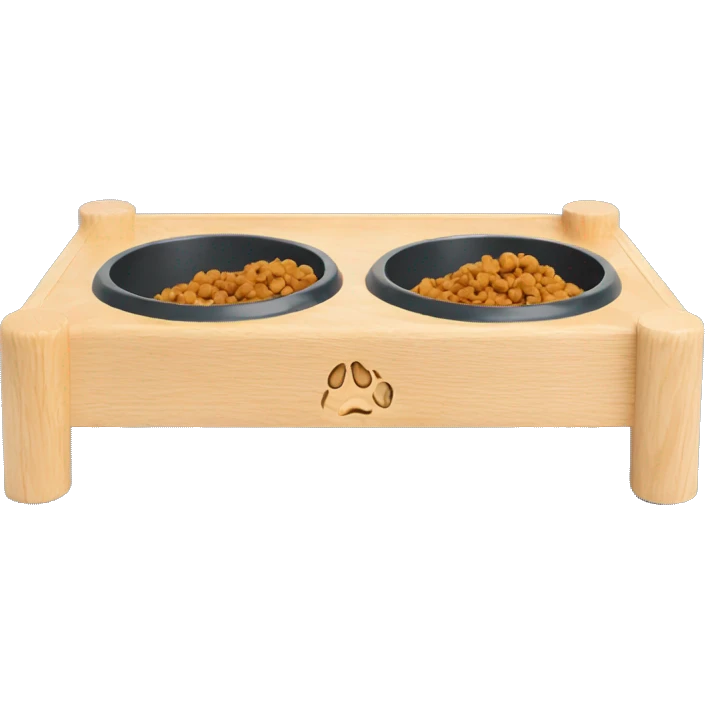 Elevated pine wood dog feeder with 2 bowls emoji