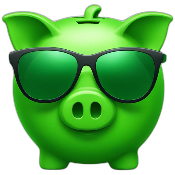 green piggybank with green sunglasses emoji