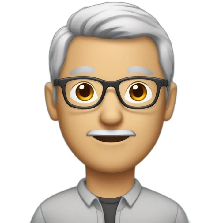 Teacher with brown and grey hair wearing glasses with a bald spot down the middle of his head emoji