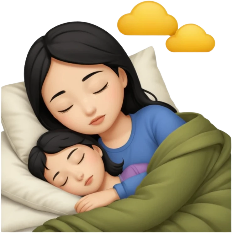 Black haired, olive-skinned Asian girl sleeping alone  emoji