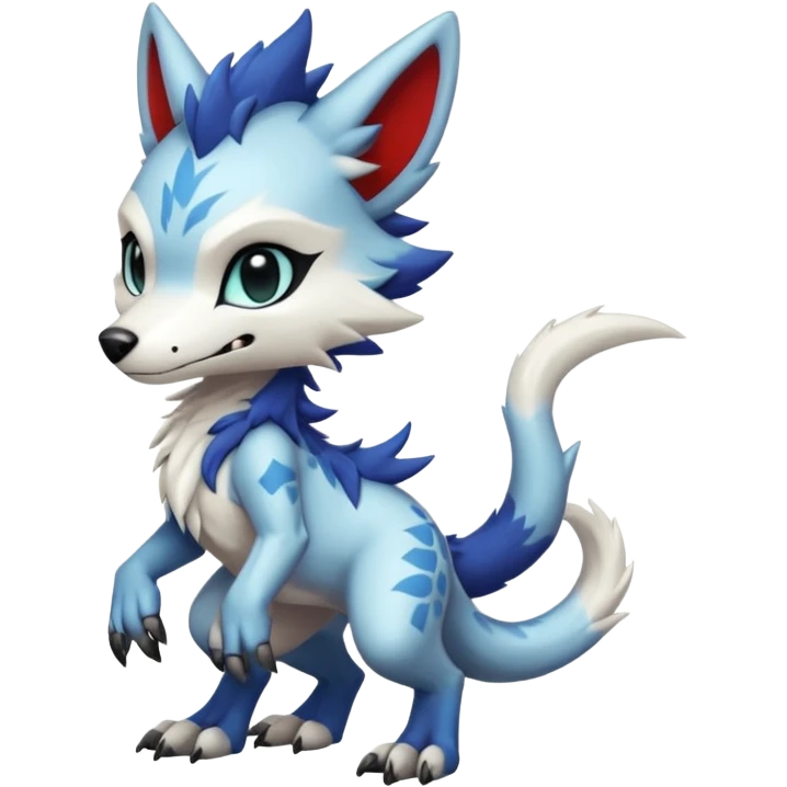 Cool Hot randomly-colored chibi furry anthropomorphic fantasy-Fakémon-Sergal-Canine-creature with edgy markings (full body) emoji