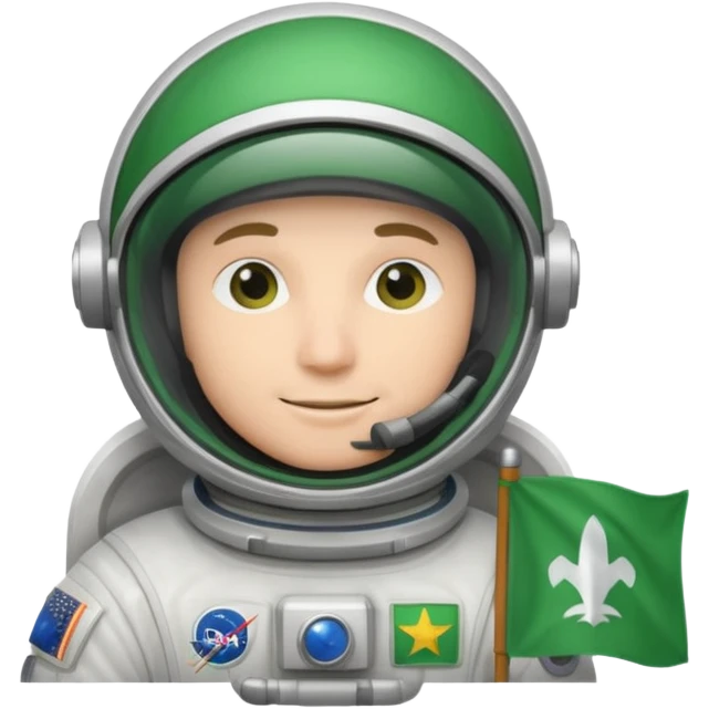 male astronaut with green flag in hand emoji
