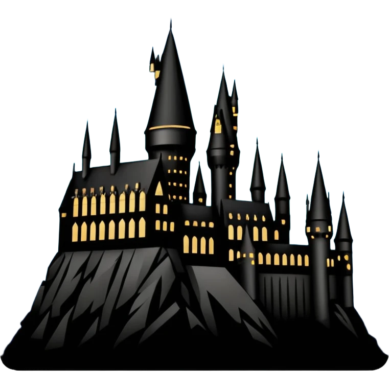 Harry Potter series, Hogwarts castle silhouette with stars, outlined icon emoji