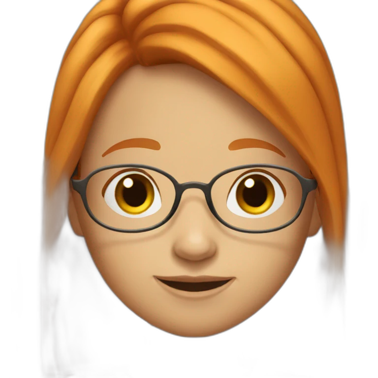 Ginger girl with long hair and round glasses emoji