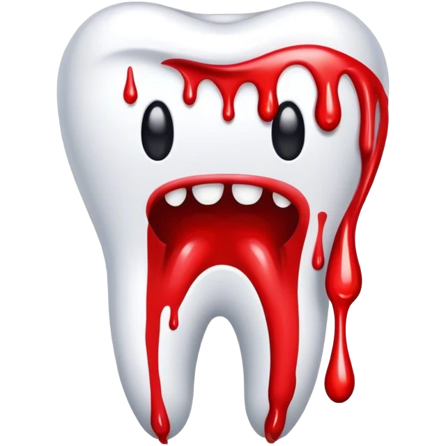 Tooth with red paint dripping emoji