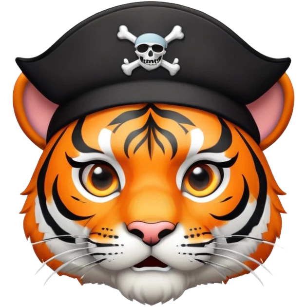 pirate tiger face with eye patch and captain hat for Twitch emote emoji