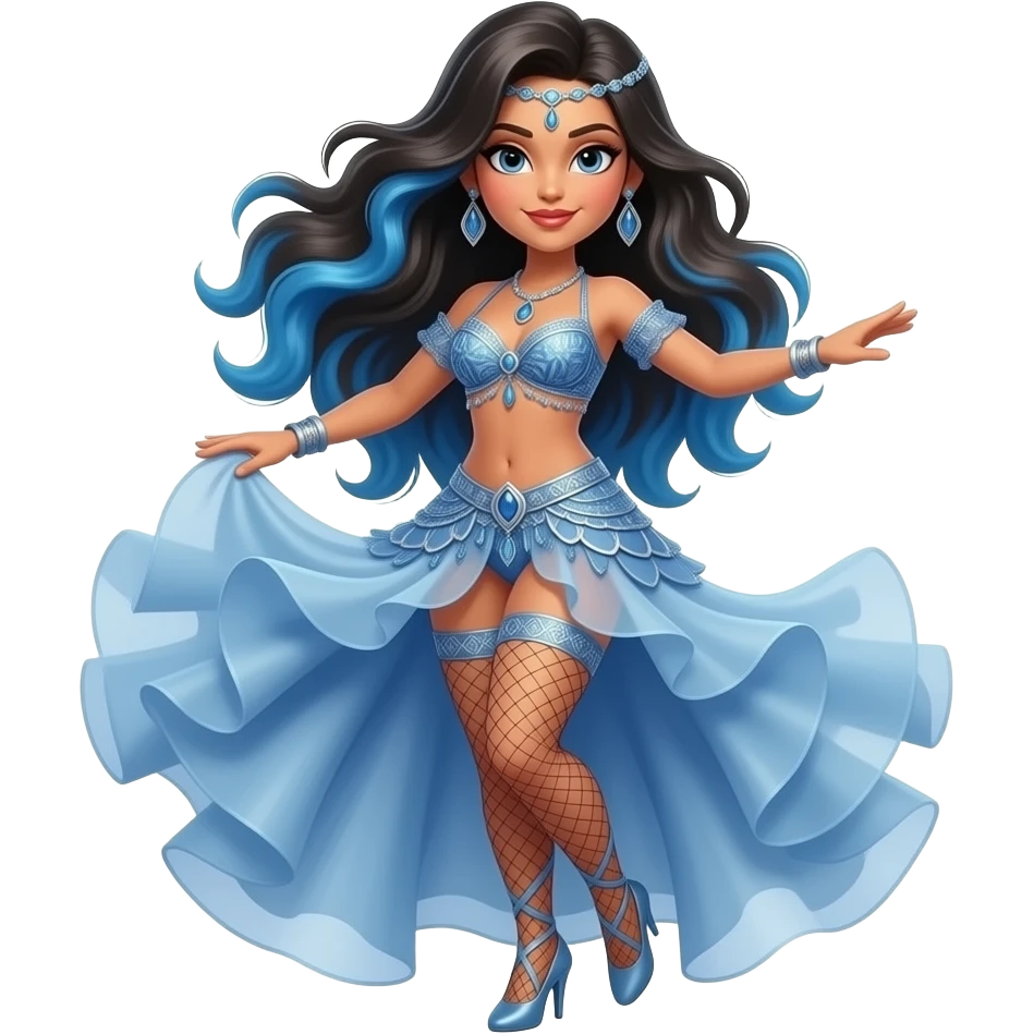 latin lady dancerwith long hair with blu streaks emoji