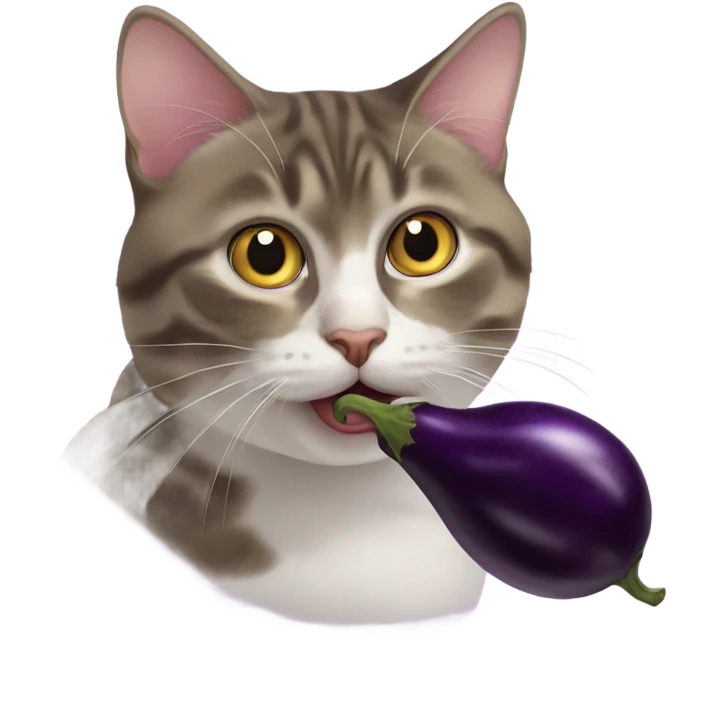 cat licking an eggplant emoji