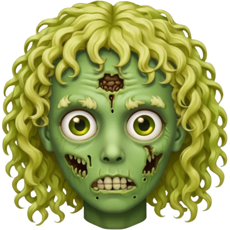 Uma zumbi verde de cabelo loiro cacheado  emoji