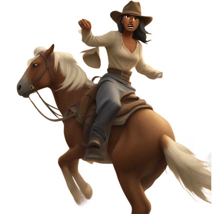 Woman running from cowboys emoji