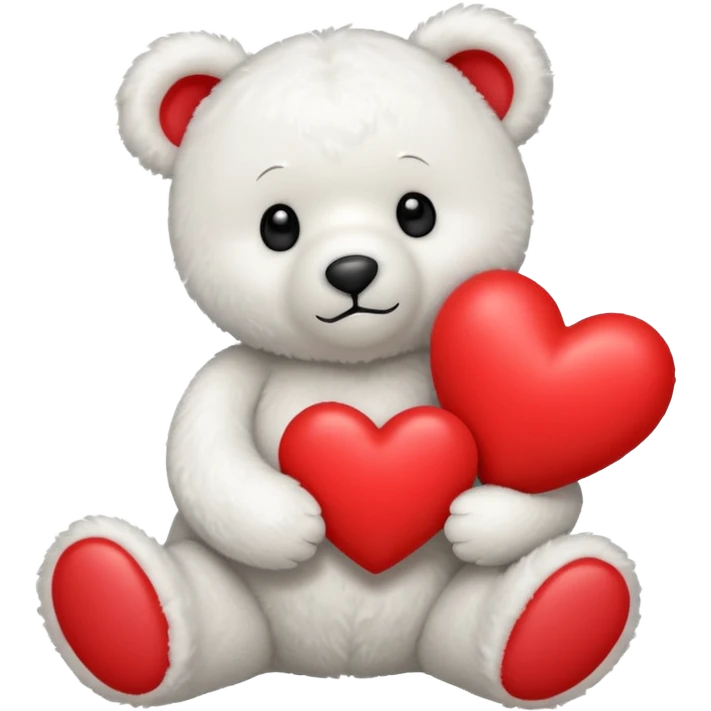 white teddy bear hold red heart emoji