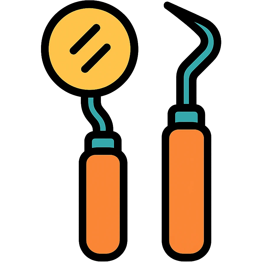 a dental mirror and explorer emoji