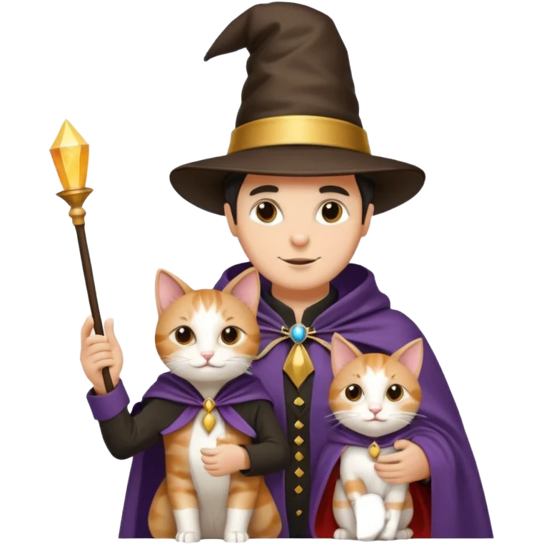 magician couple and their pet cat emoji