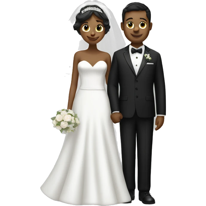 bridal couple dresses in black and white emoji