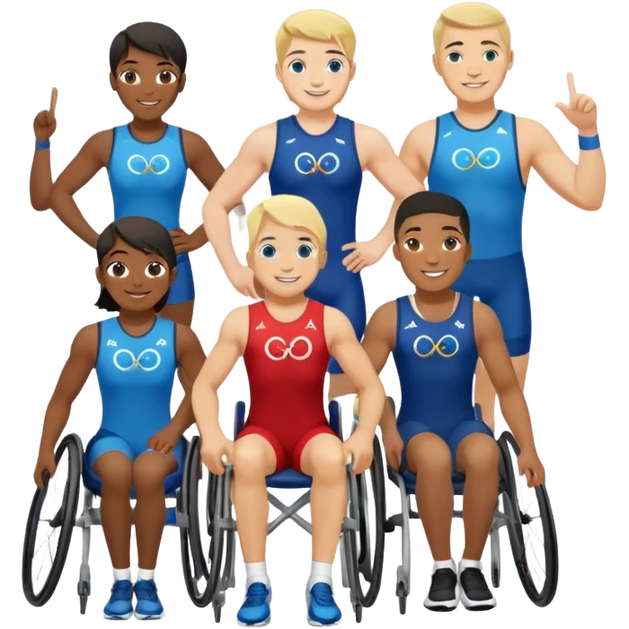 paralympic games avec des athletes disable avec les anneaux emoji