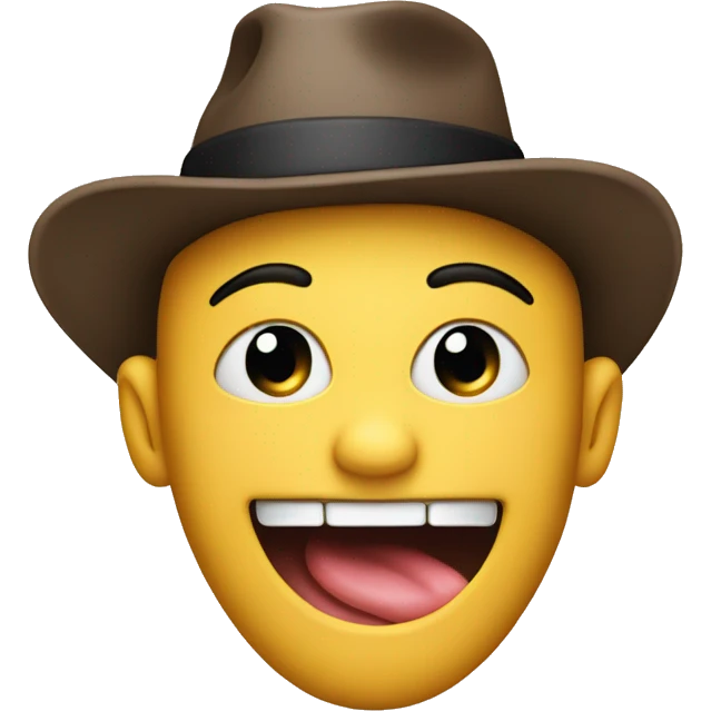 Lip biting emoji with a hat and hand behind ear emoji
