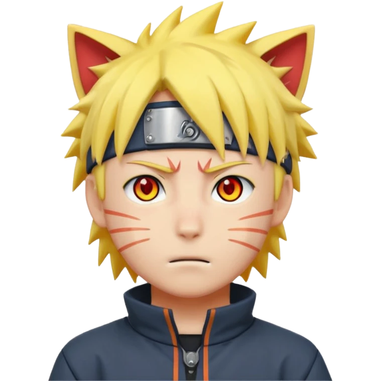 Ghibli style Naruto with red cat eyes and whiskers emoji