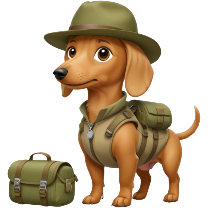 blonde daushund dog hiking ranger  emoji
