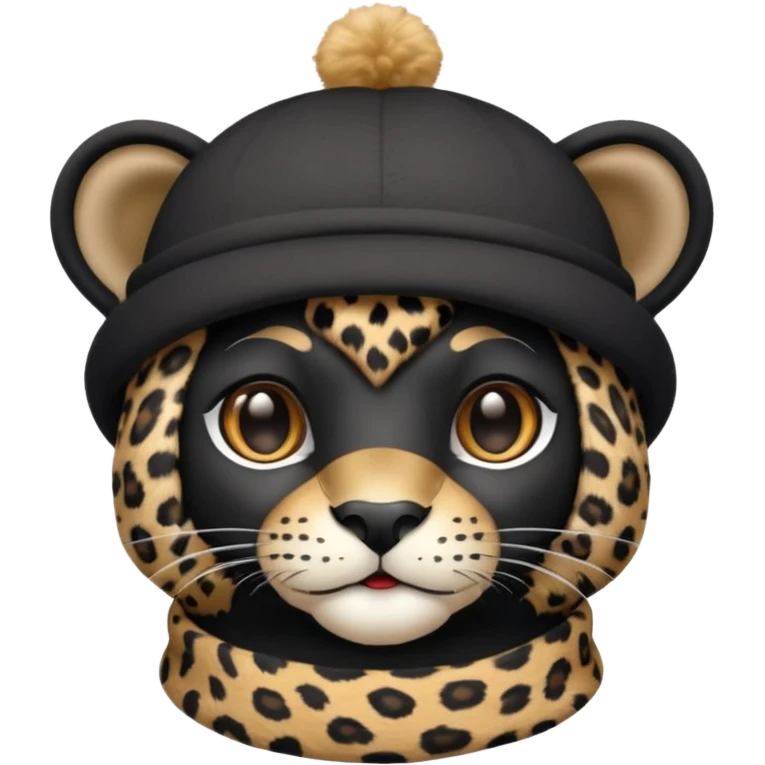 A black jaguar wearing a baby hat emoji
