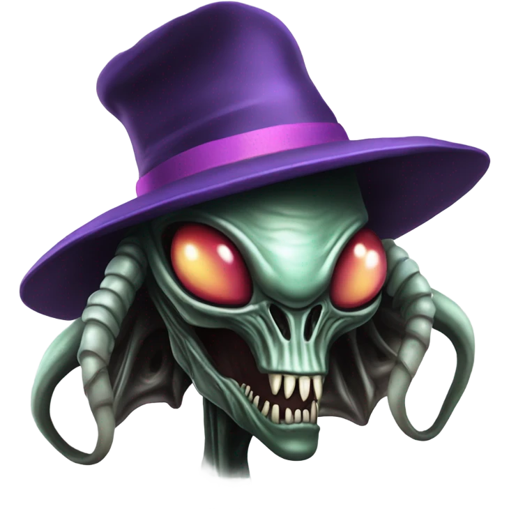 Alien xenomorph with Pimp Hat emoji