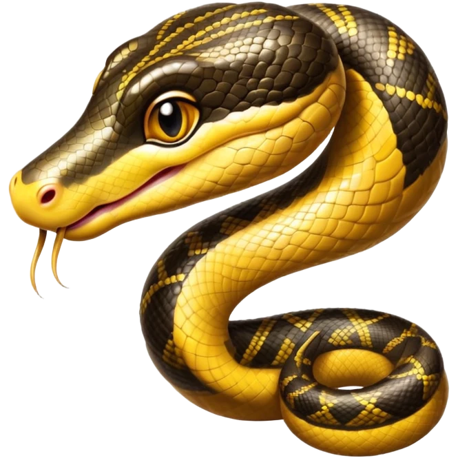cinematic-cute-anaconda-portrait-emoji,-head-tilted-playfully-and-inquisitively,-with-a-sleek,-shimmering-body-adorned-with-detailed-scale-sriped patterns-and-round,-sparkling-eyes-full-of-wonder,-simplified-yet-irresistibly-adorable-features emoji