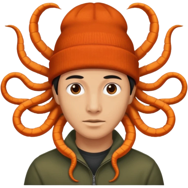 a person with multiple heads like a hydra, wearing beanies emoji