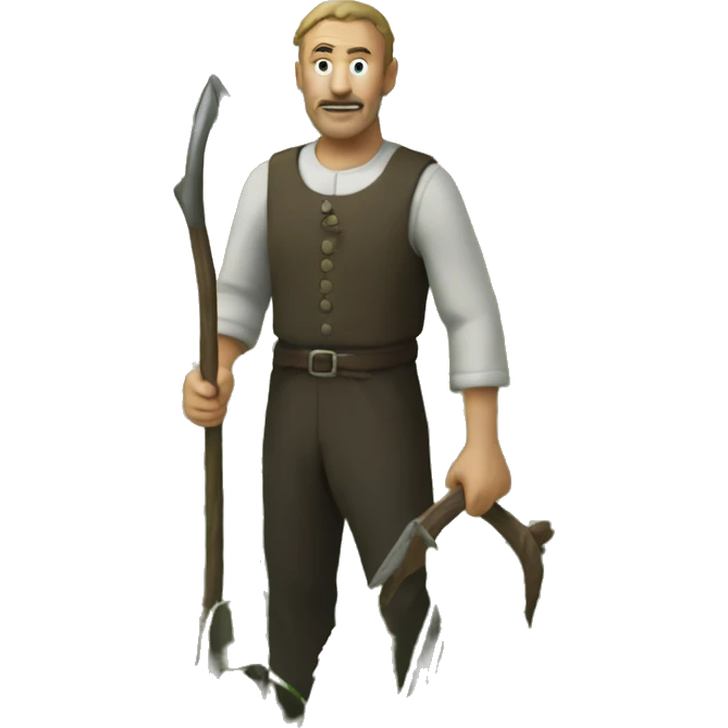 man named rodruigez in a field with a sickle in hand  emoji