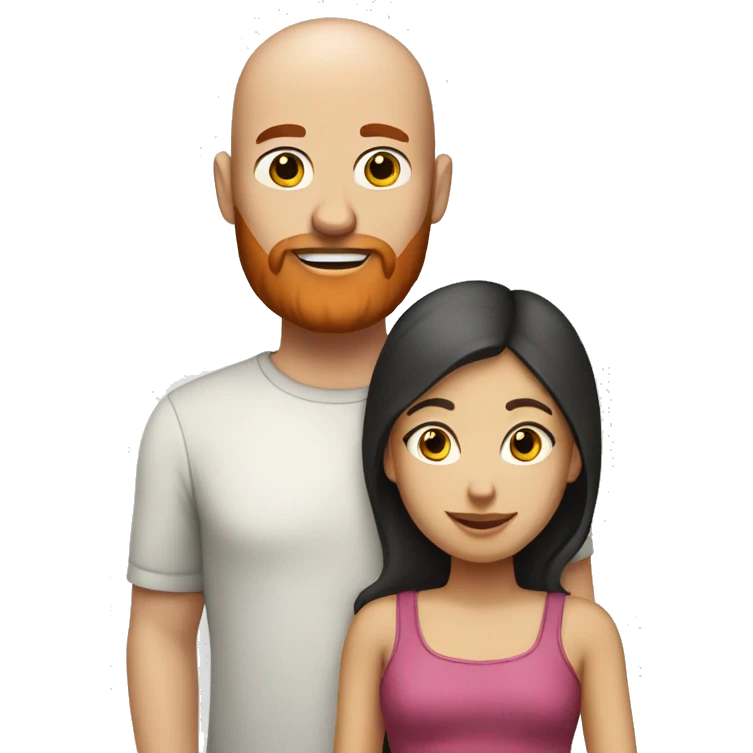 family bald man with a red beard and a girl with dark hair emoji