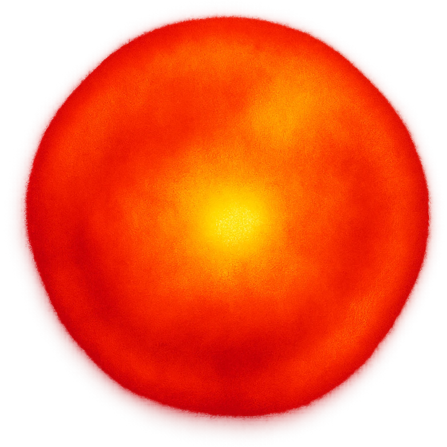 A circle in emoji style with a thermal camera effect, red color emoji