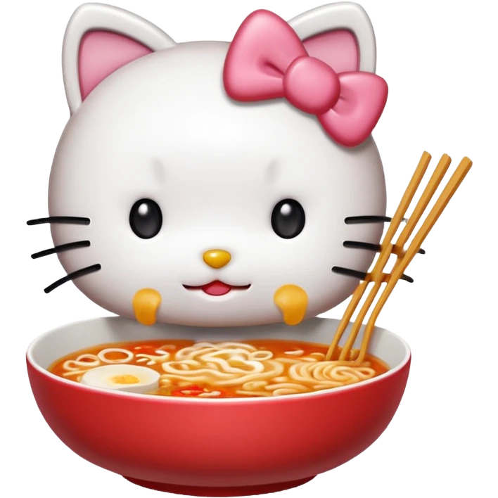 Hello kitty eating ramen  emoji