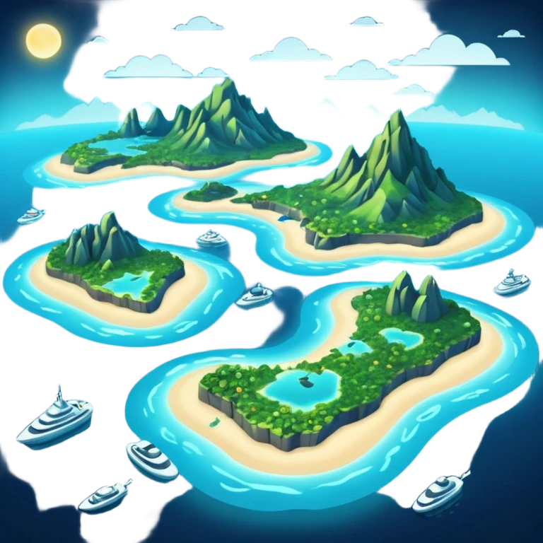 futuristic sea map with islands emoji