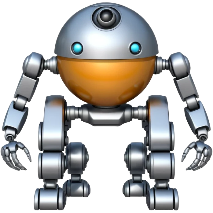 symmetrical 4 legged robot. center sphere with 4 evenly spaced legs. 1 leg extends from each side at sphere's equator emoji