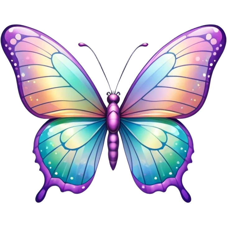 Pastel sparkly glittery iridescent rainbow transparent butterfly emoji