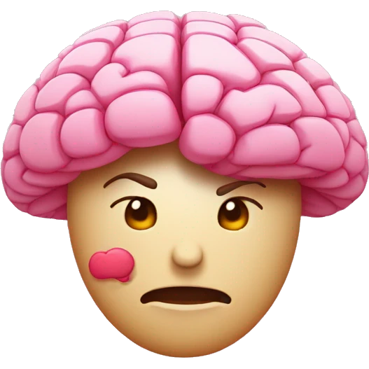 un cerebro de caricatura, con capa y muy fuerte en colore rosas emoji