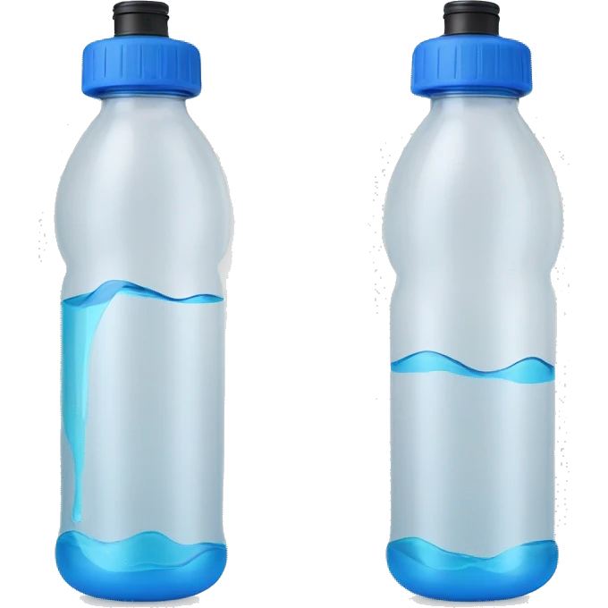 White and blue water bottle that says “bong water” emoji