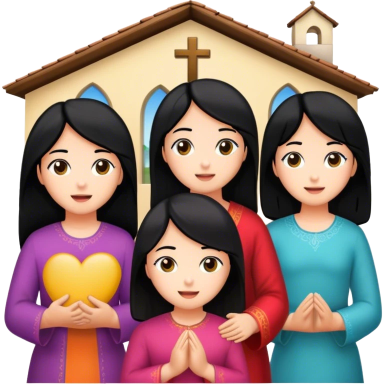 Devotional Christ with  3 girls black hair in house emoji