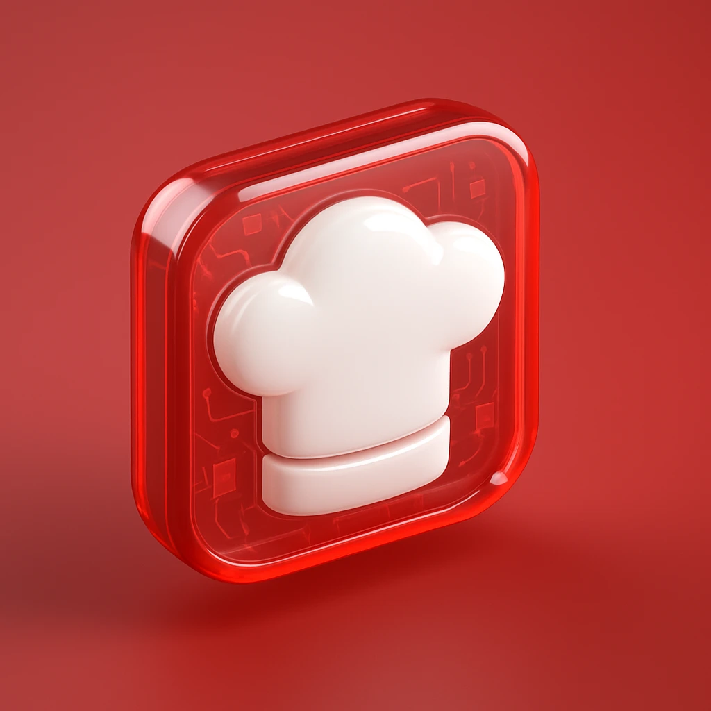 
White Chef hat  red background  emoji
