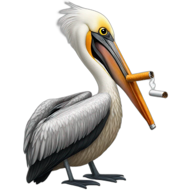 Pelican with a cigarette in its mouth emoji