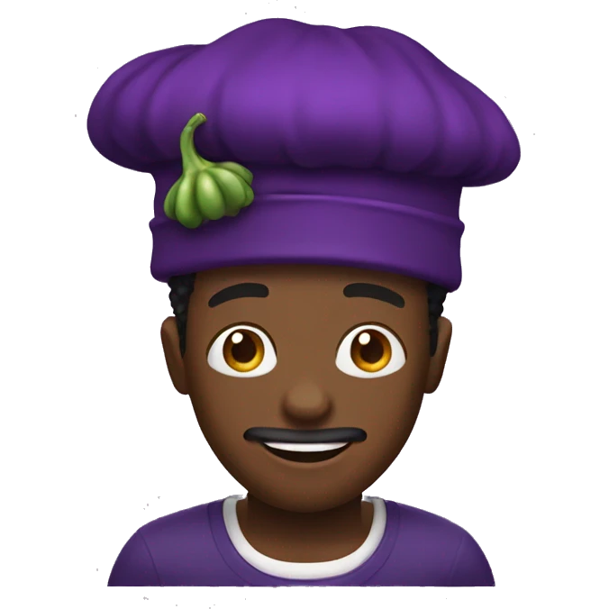 Black guy with eggplant hat emoji