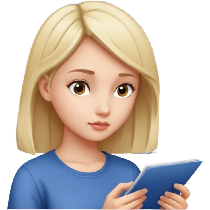 Girl Sudoku Problem-Solving on the new paper, side view. emoji