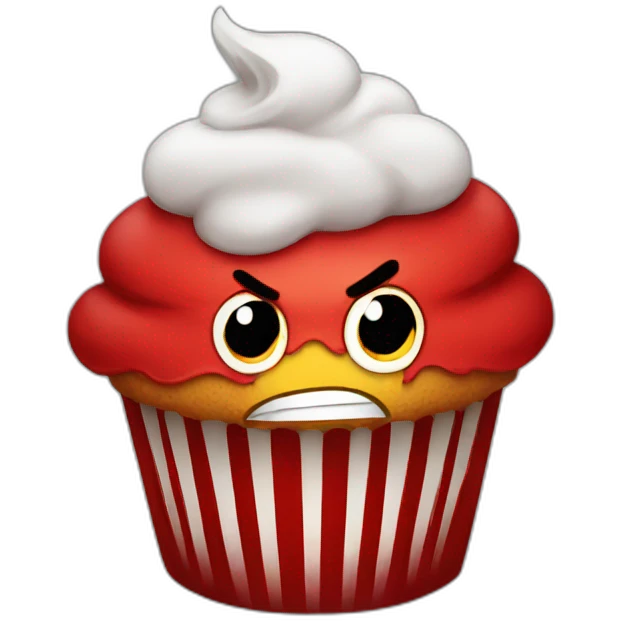 Angry red cupcake emoji