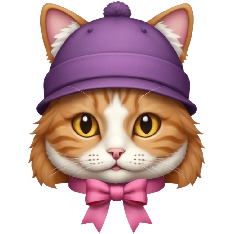 cat wearing a hat and ribbon emoji