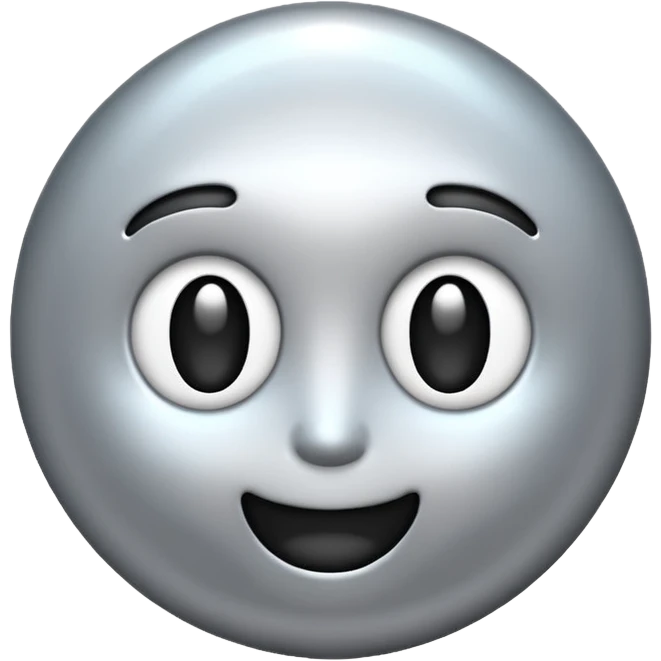 Silver chrome sparkle emoji, iOS emoji style, minimal shape, glossy metallic shine, clean background, smooth lighting emoji