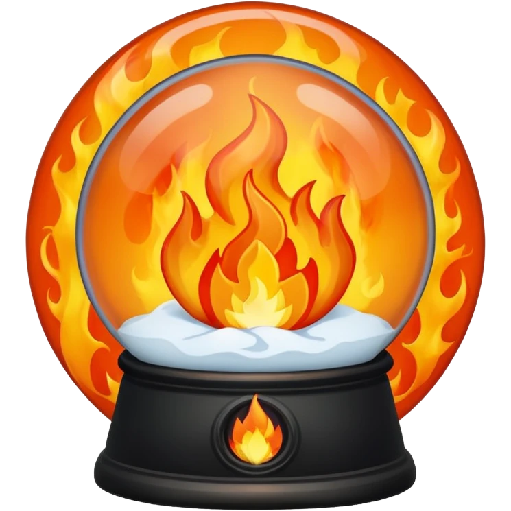 Can you make a snow globe emoji with a flame in it, gothic style, I want it to say pyromaniacs  emoji