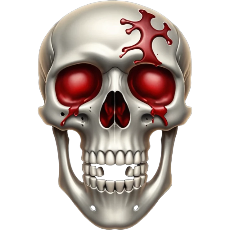 metallic anatomic bones with blood, steel texture, dark dramatic tone, minimal details emoji