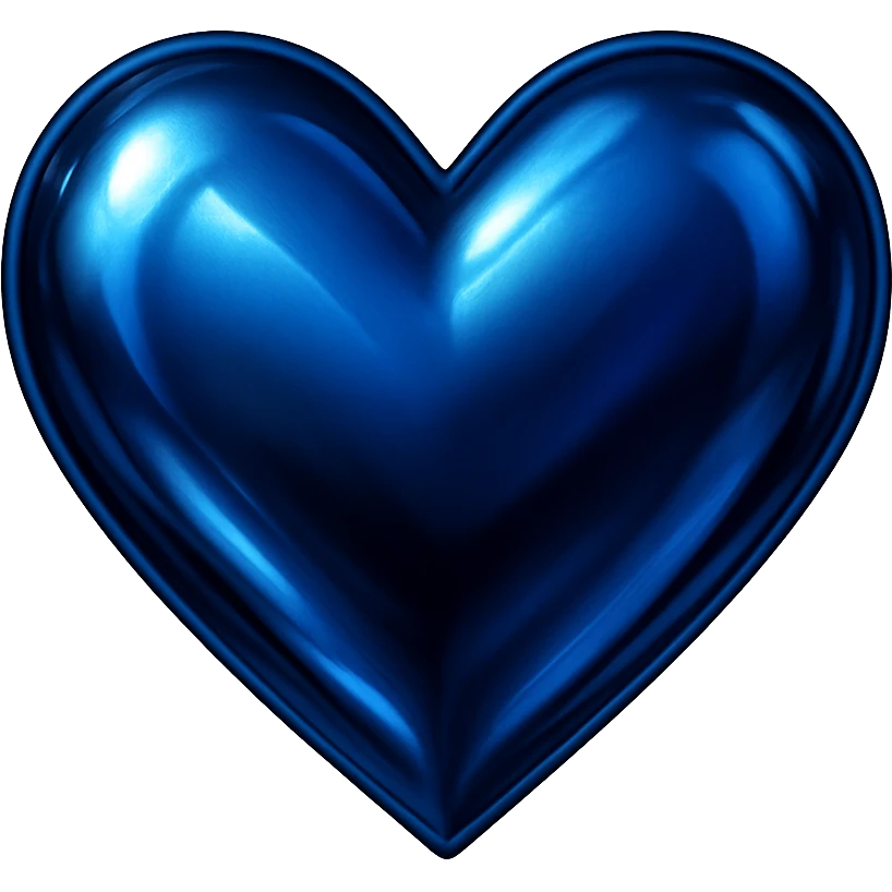 heart with a metallic sapphire finish, digital illustration emoji